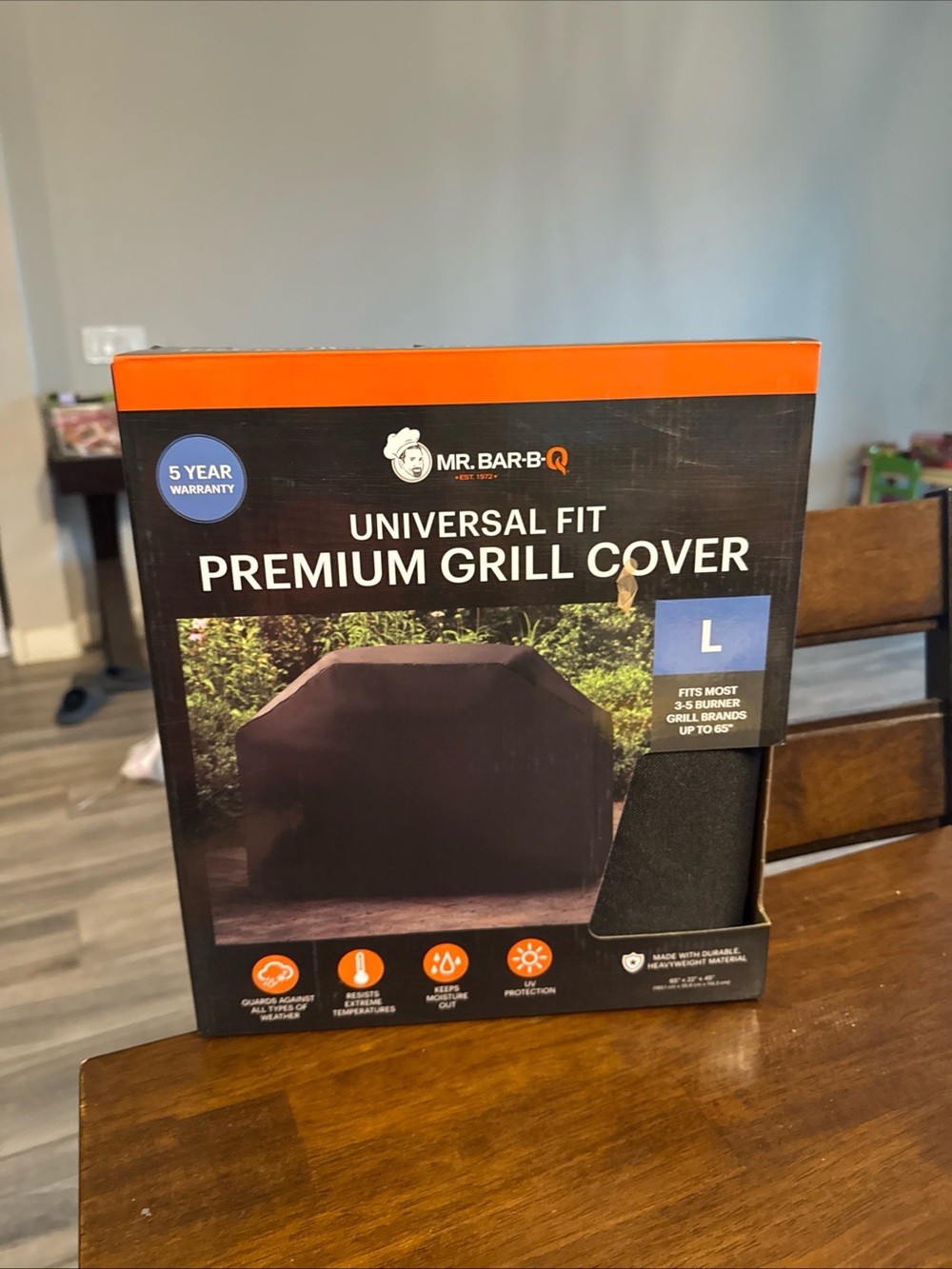 Black Universal Fit Premium Grill Cover - Large